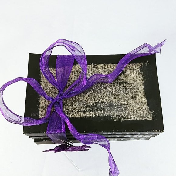 Halloween Decorative Tied Book Stack Magic Potions Spells Purple Bat and Ribbon - Picture 6 of 7